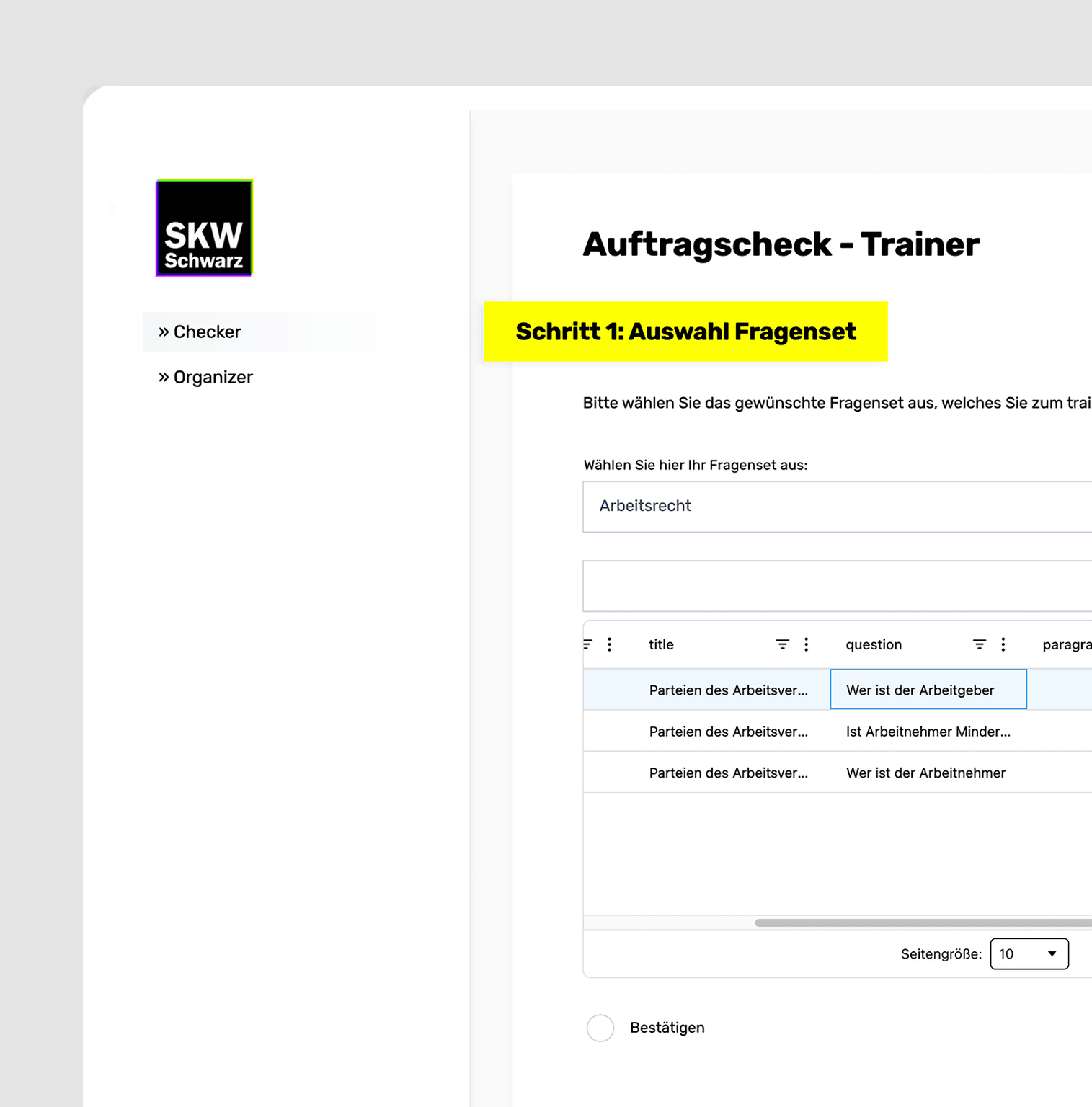 SKW Schwarz, engagement check trainer in UNOY