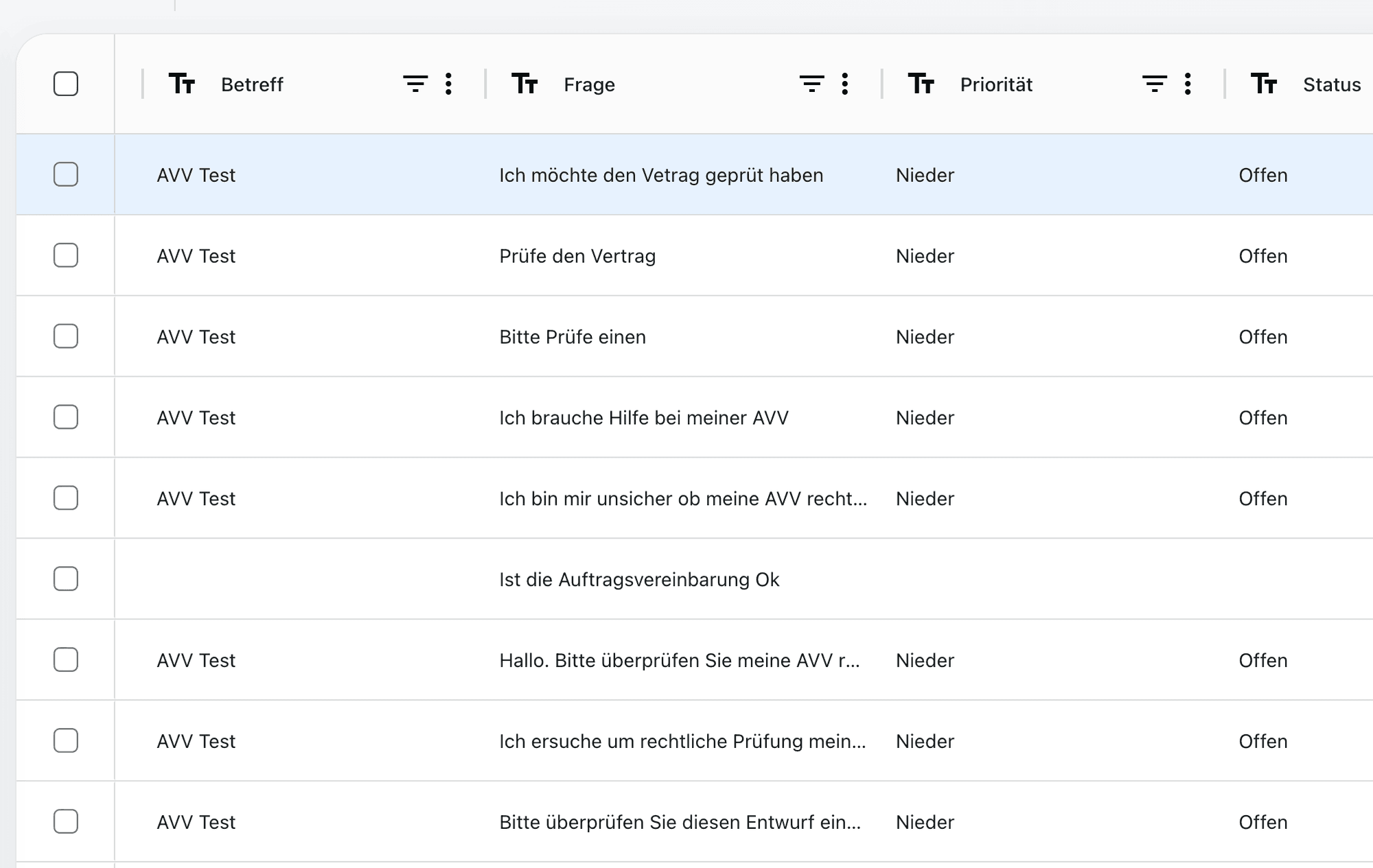 UNOY OS table with types and relationships, client database
