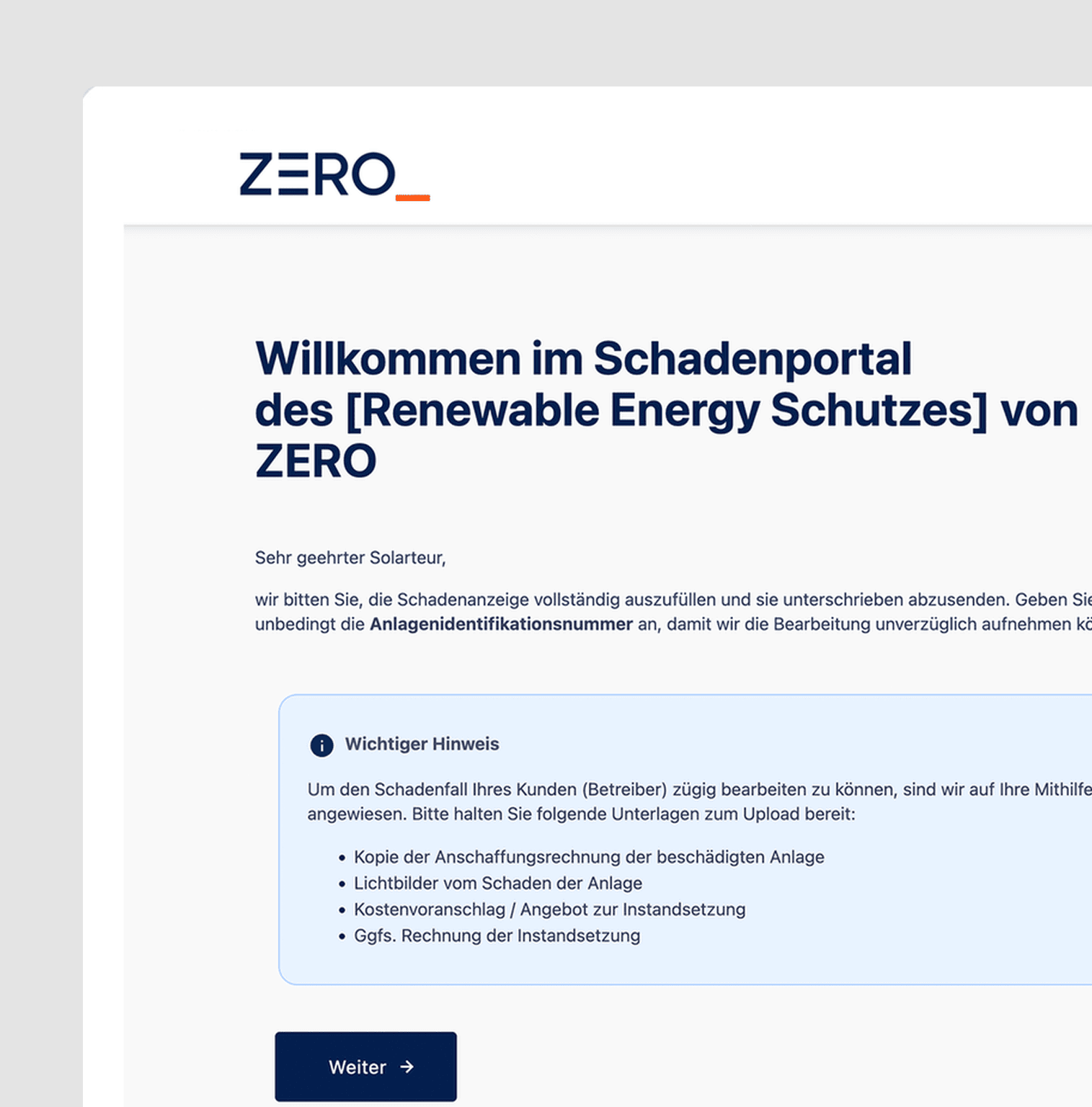 Zero Insurance, process damage report