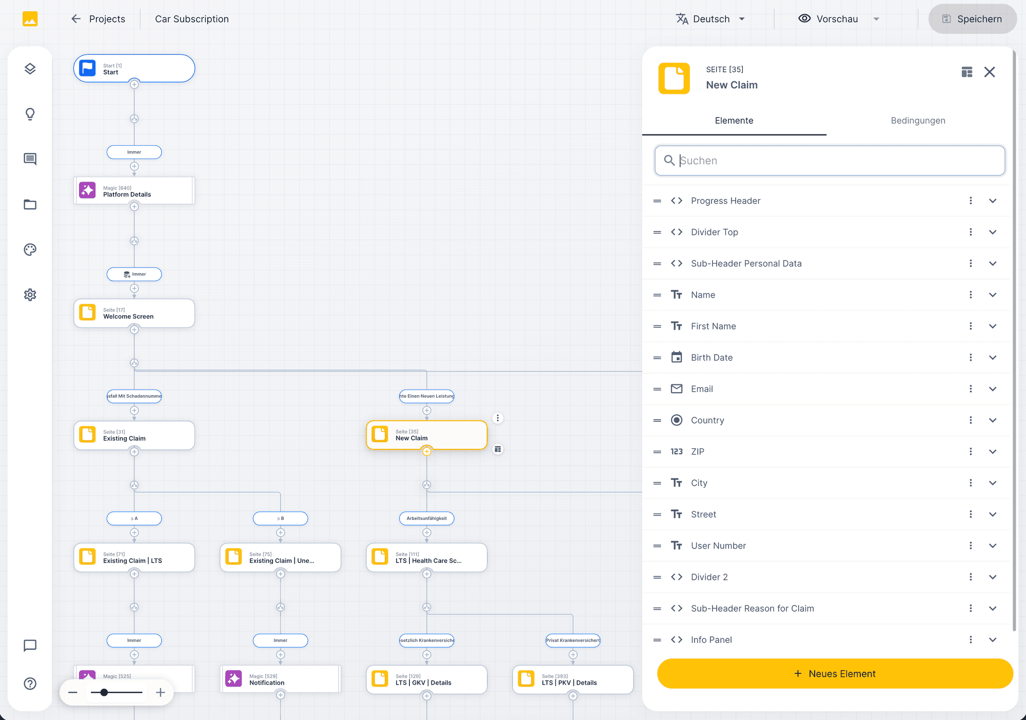 UNOY workflow in the designer, built visually