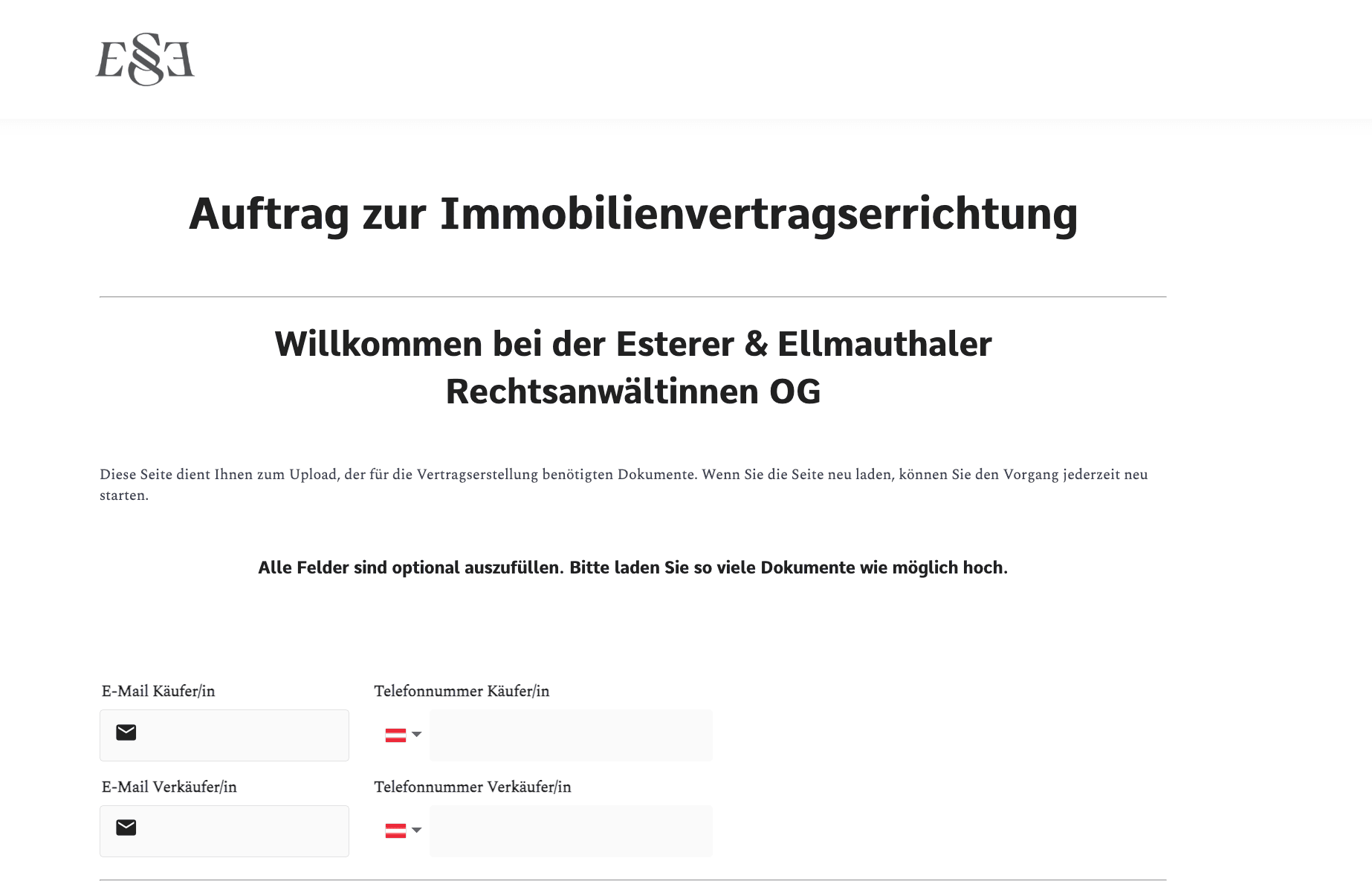 Esterer & Ellmauthaler Maklertool: Dokumenten-Upload für Angebot und E-Cards der Käufer/innen